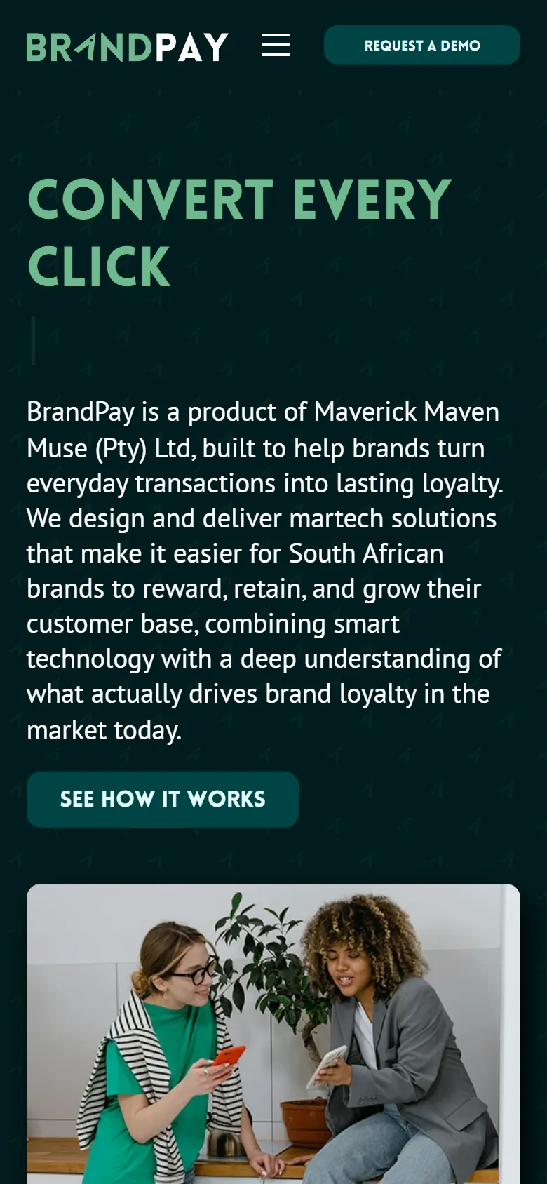 BrandPay website on a phone