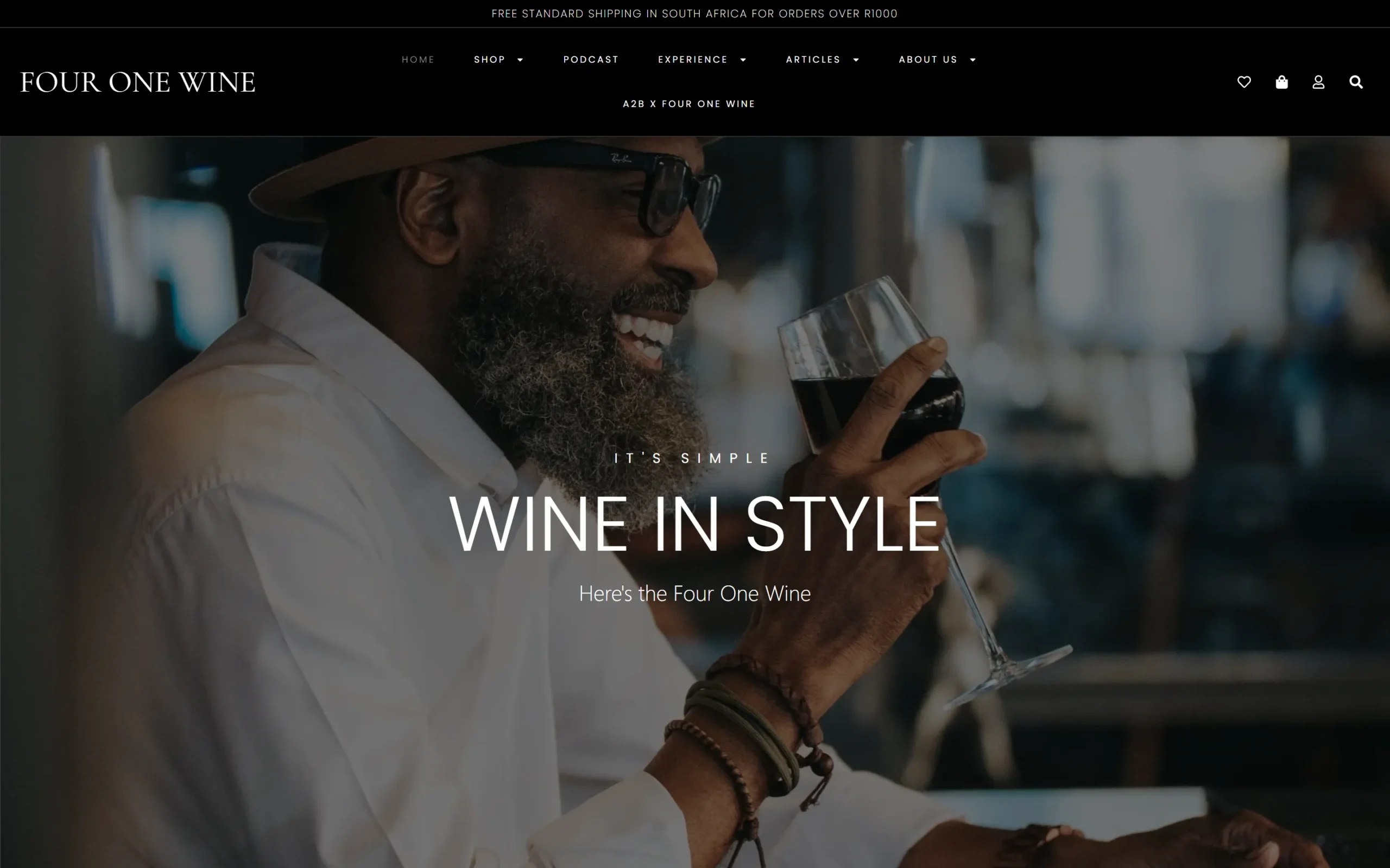Four One Wine website on desktop