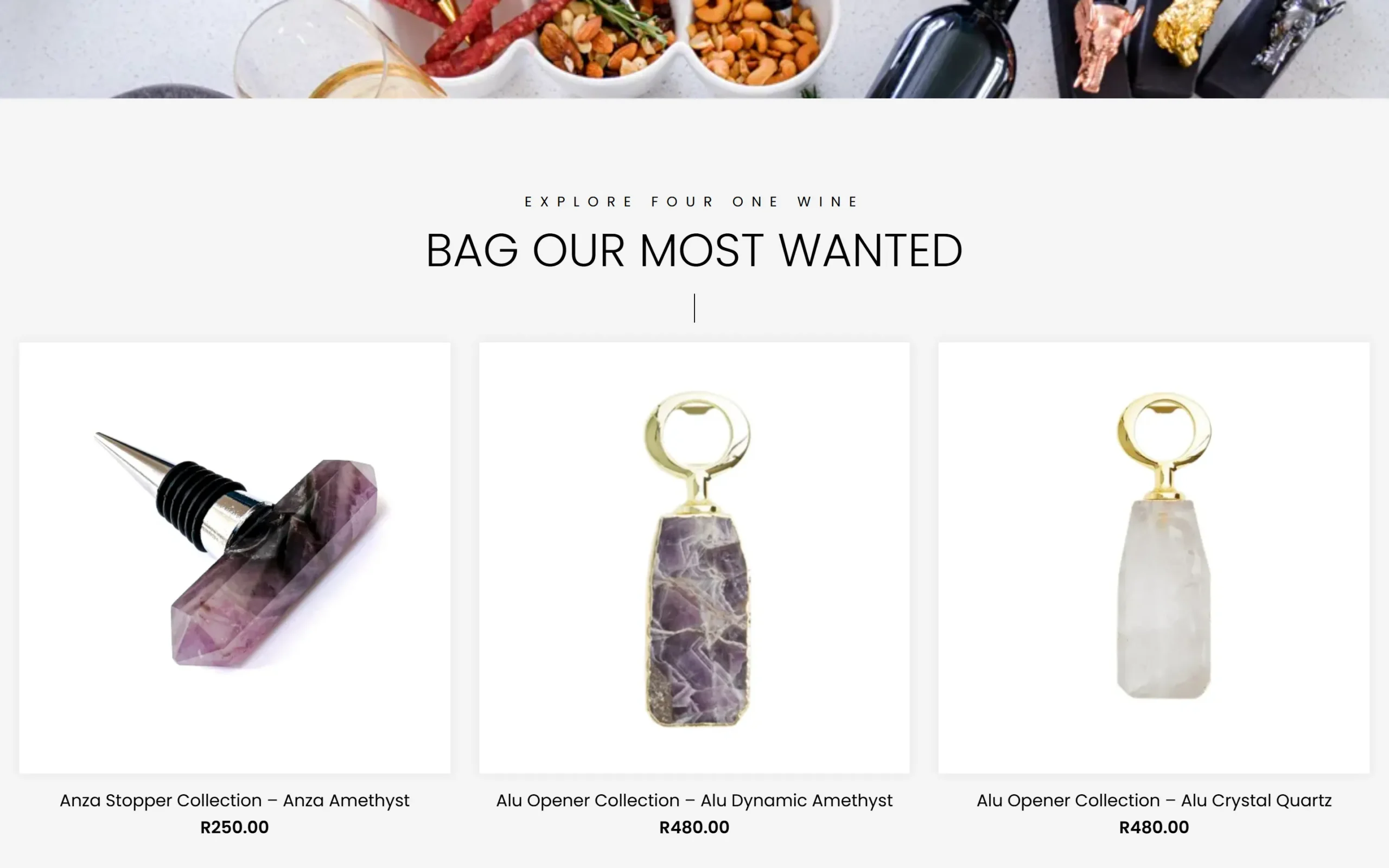 Four One Wine website on desktop
