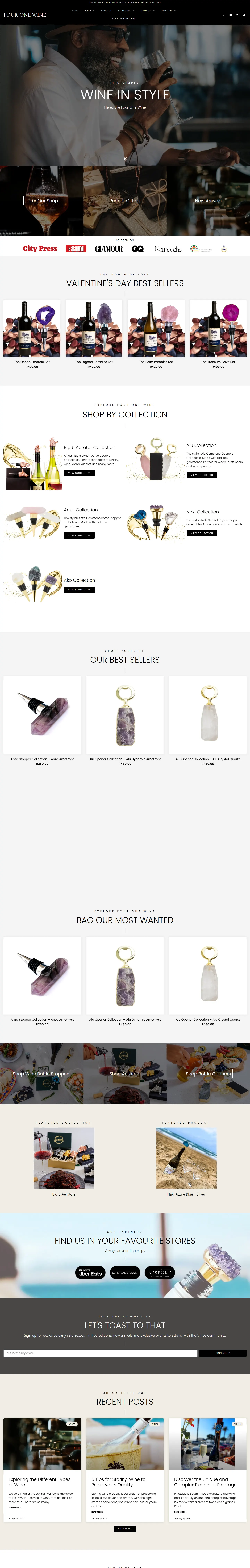 Four One Wine homepage, captured in full