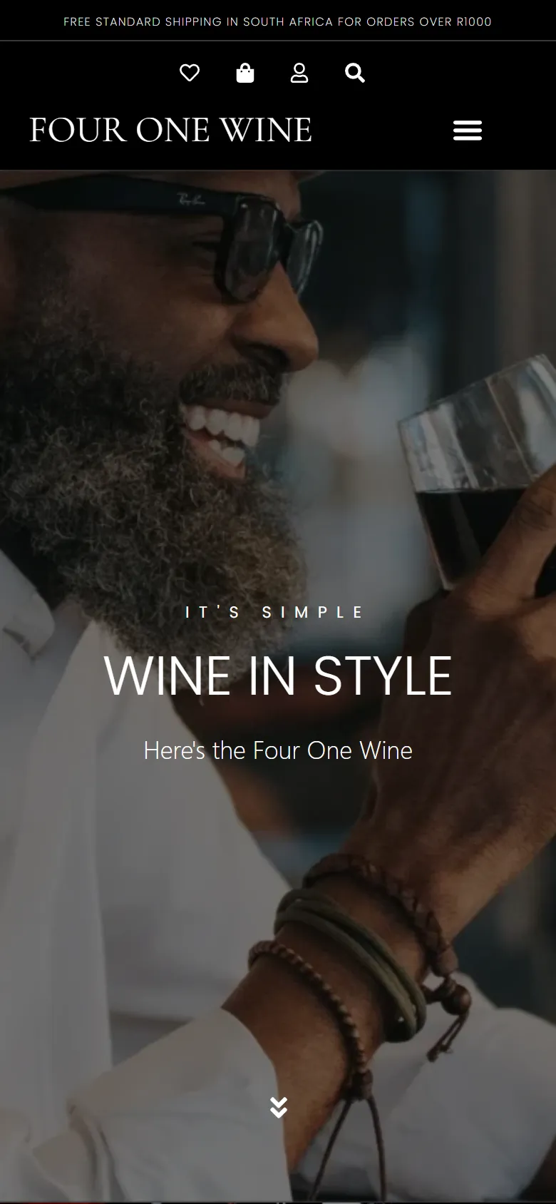 Four One Wine website on a phone