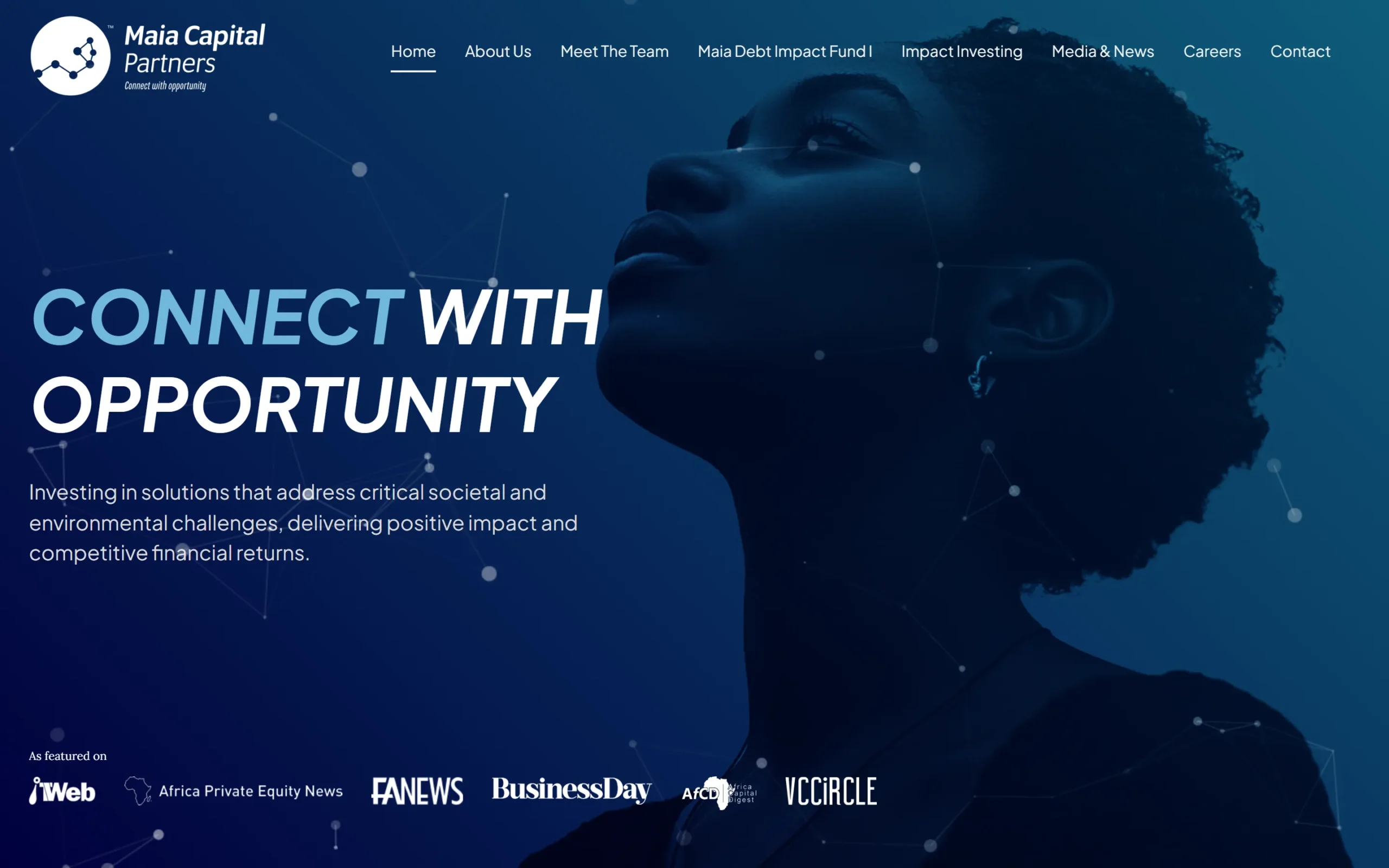 Maia Capital website on desktop