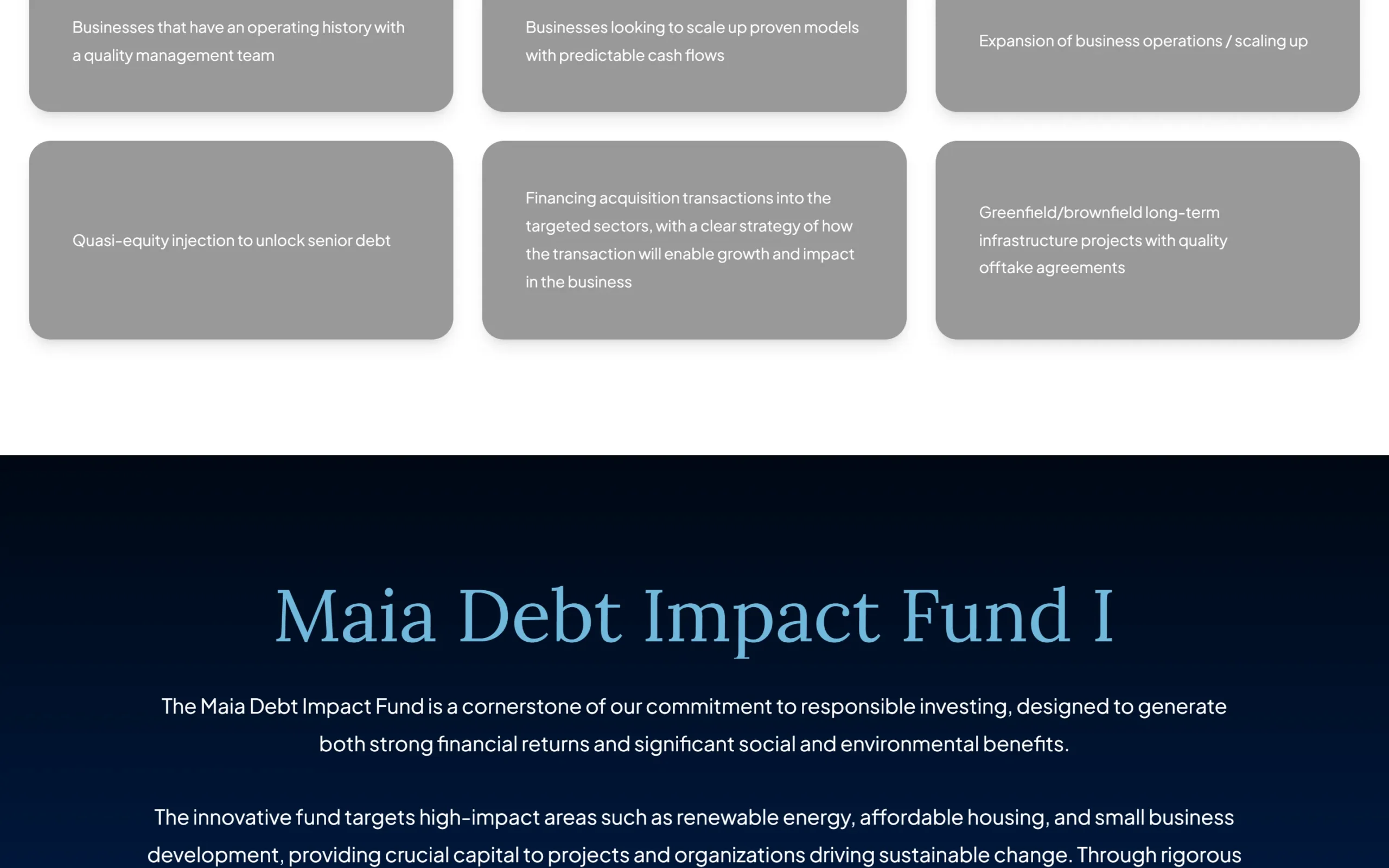 Maia Capital website on desktop