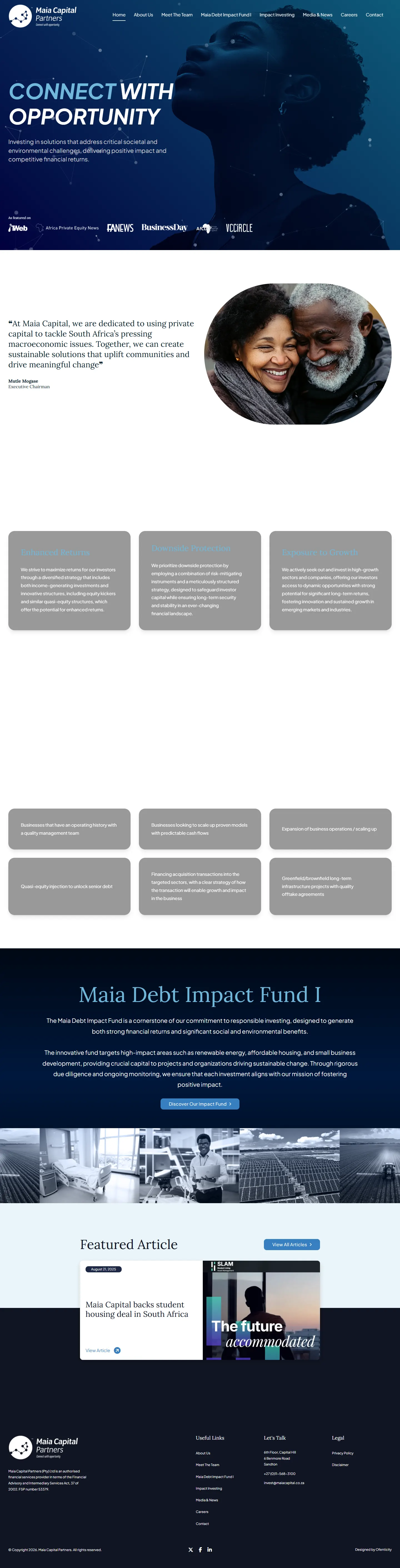 Maia Capital homepage, captured in full