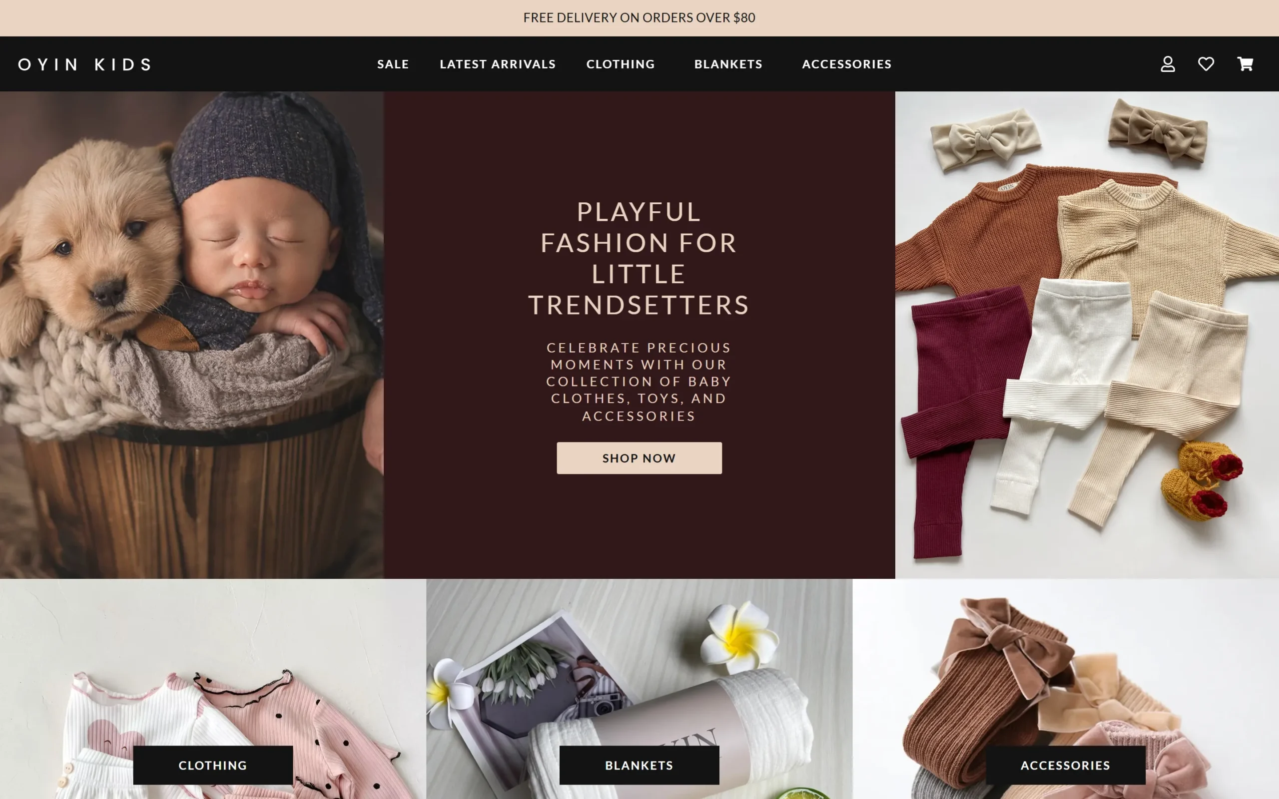 Oyin Kids website on desktop