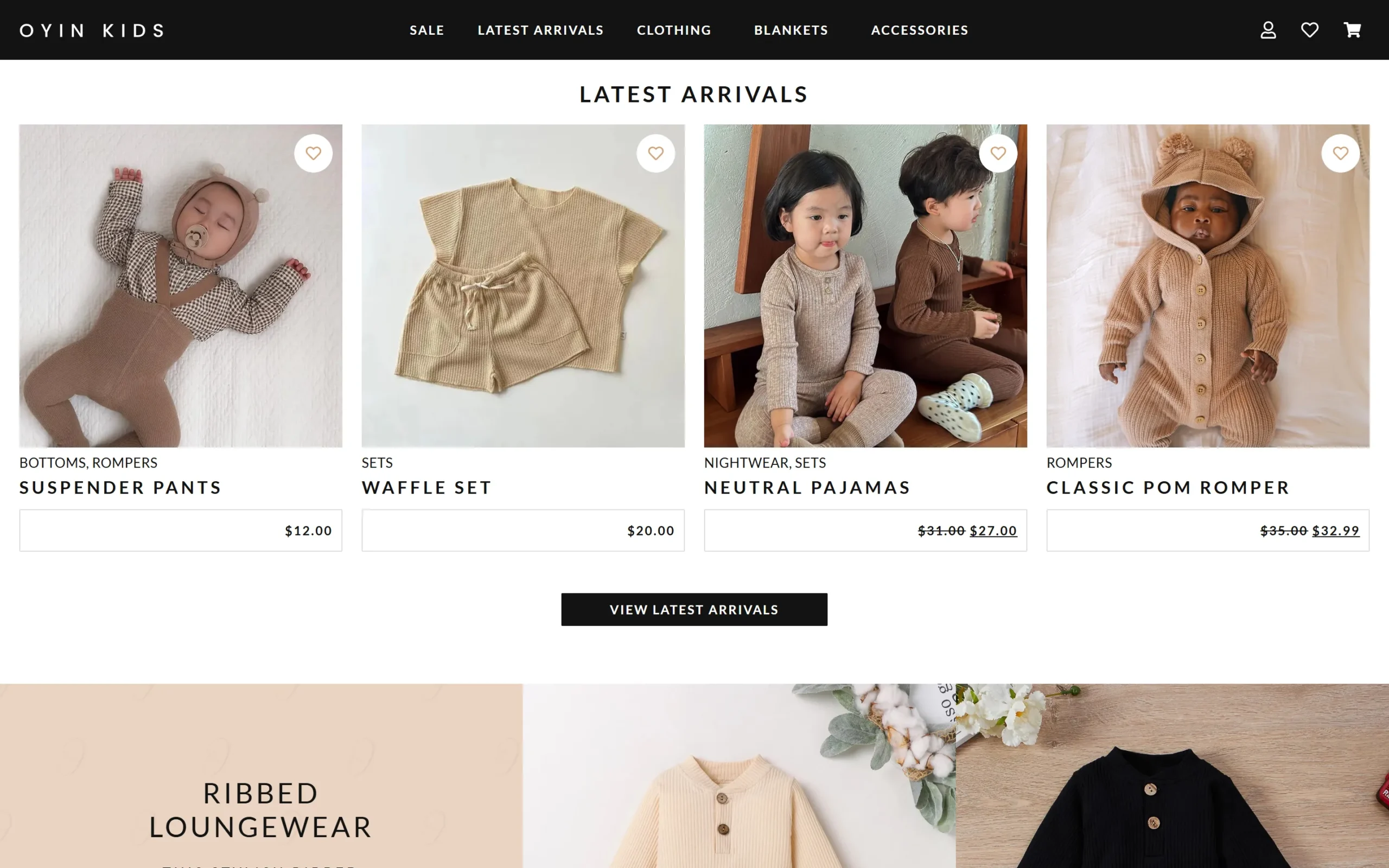 Oyin Kids website on desktop