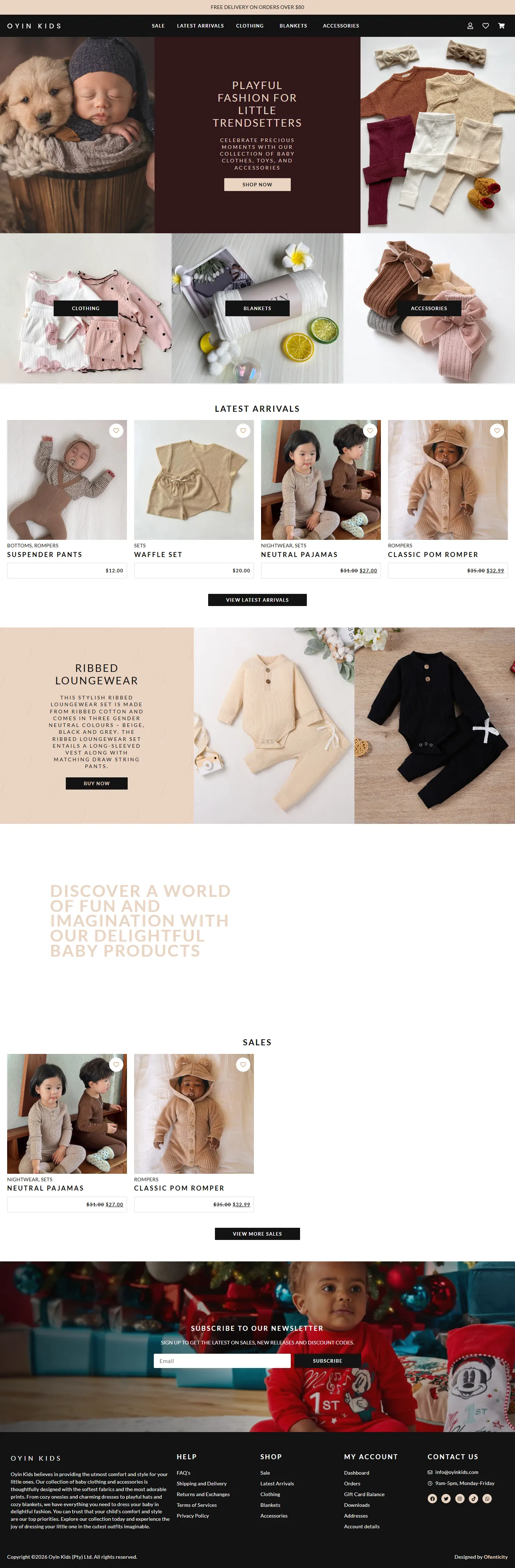 Oyin Kids homepage, captured in full